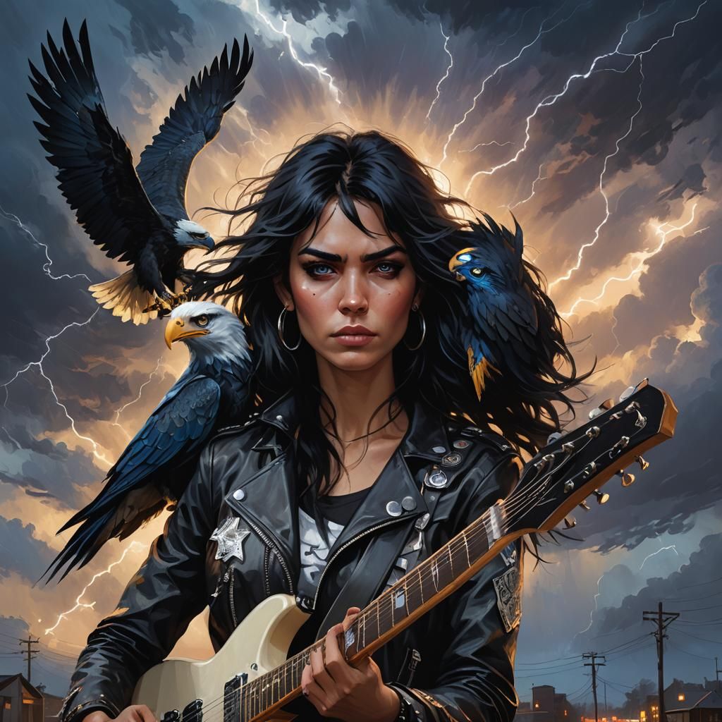 Electric Guitarist Portrait in Greg Rutkowski Style