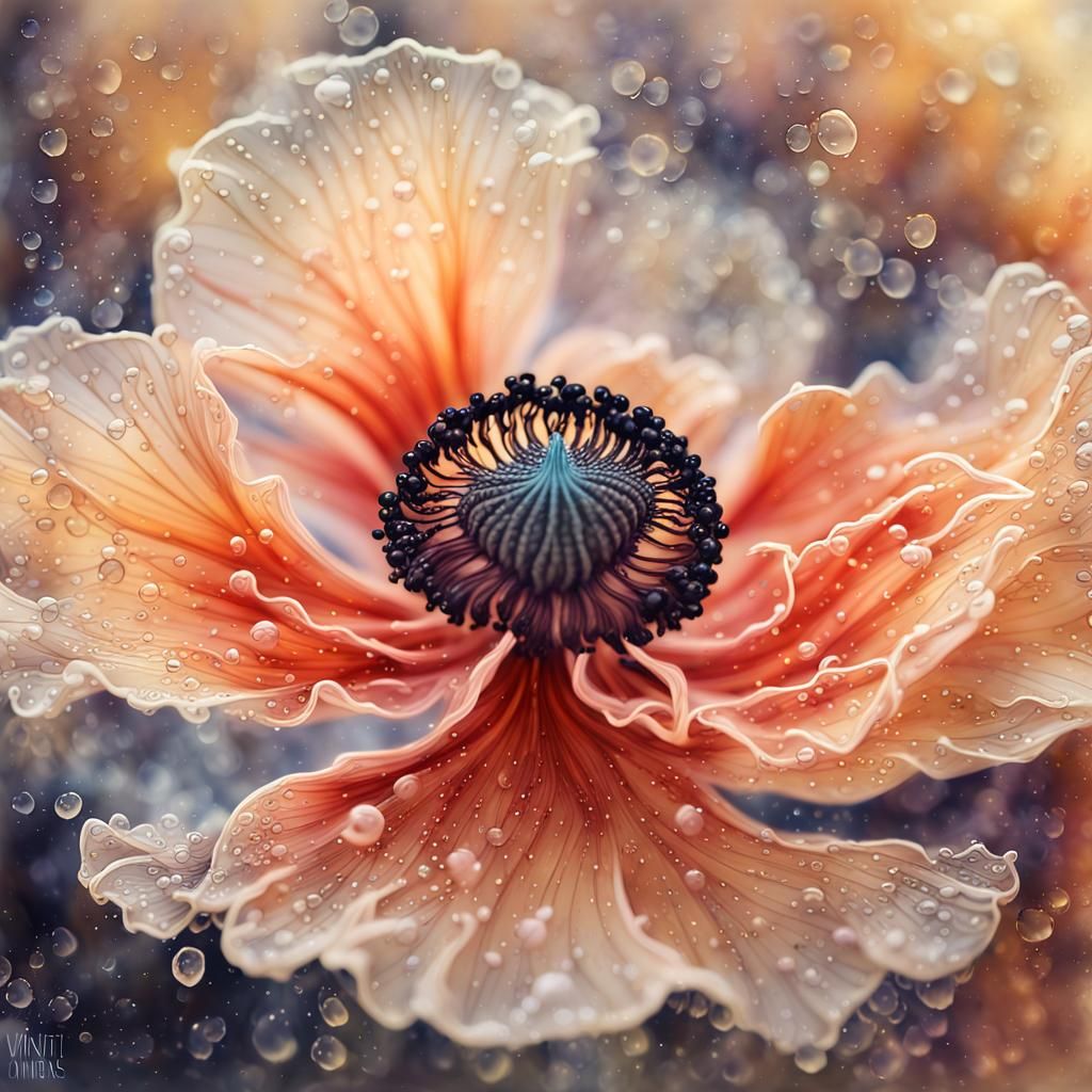 Mystical Smoke Flower in Vibrant Watercolor