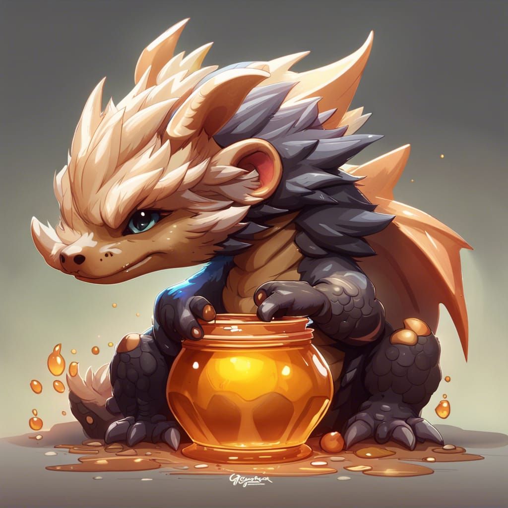 Chibi Dragon Honey Badger Portrait