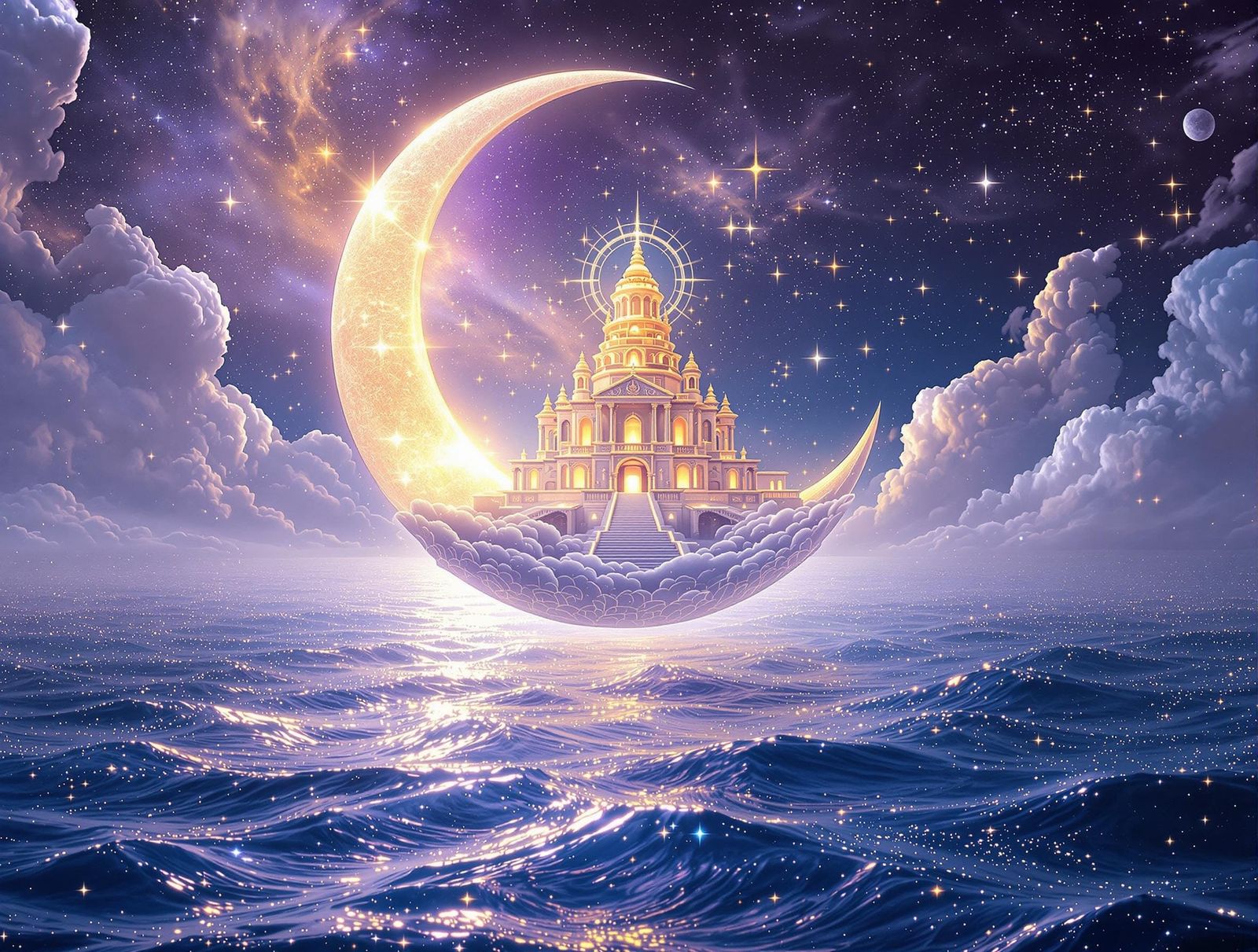 Celestial Oasis Under Radiant Moonlight