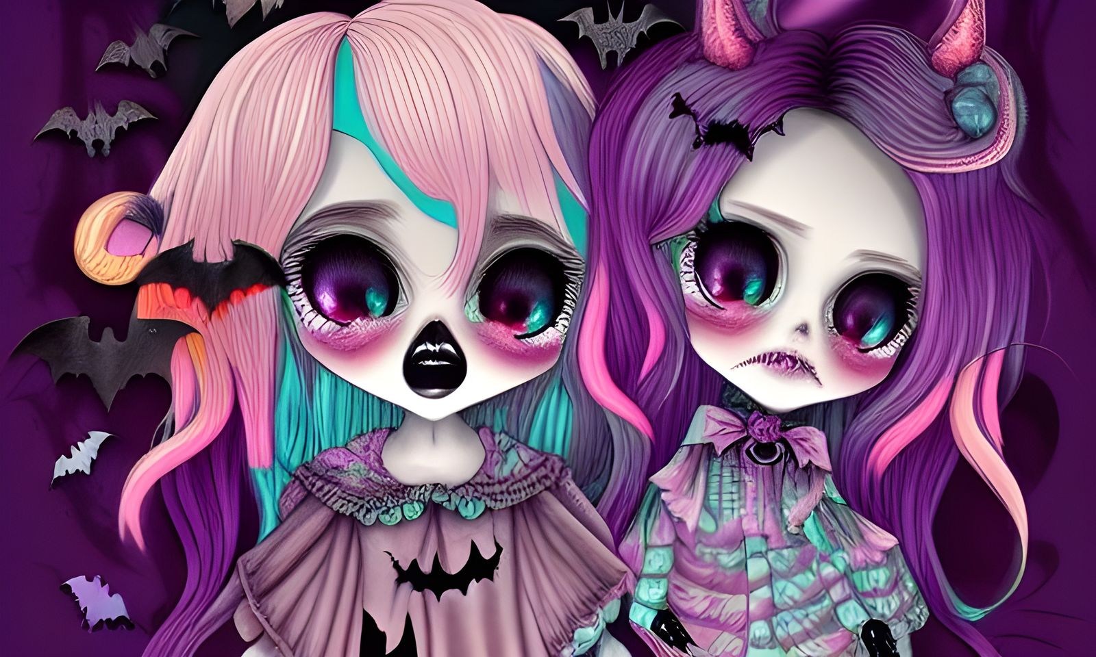Yami Kawaii Pastel Goth Halloween Illustration