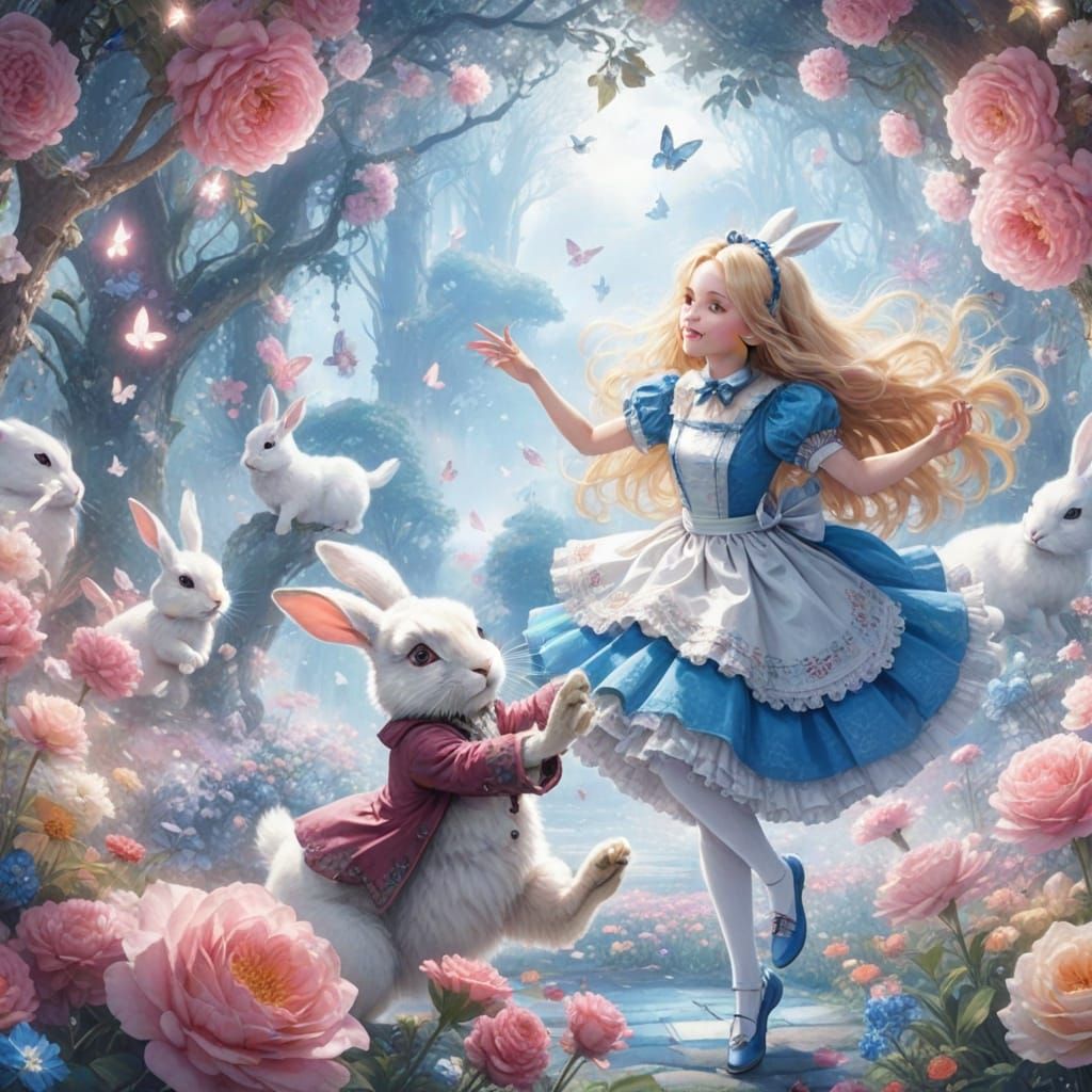 Dancing Alice in the magical forest