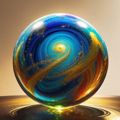 Impressionist Glass Sphere Art with Swirling Colors