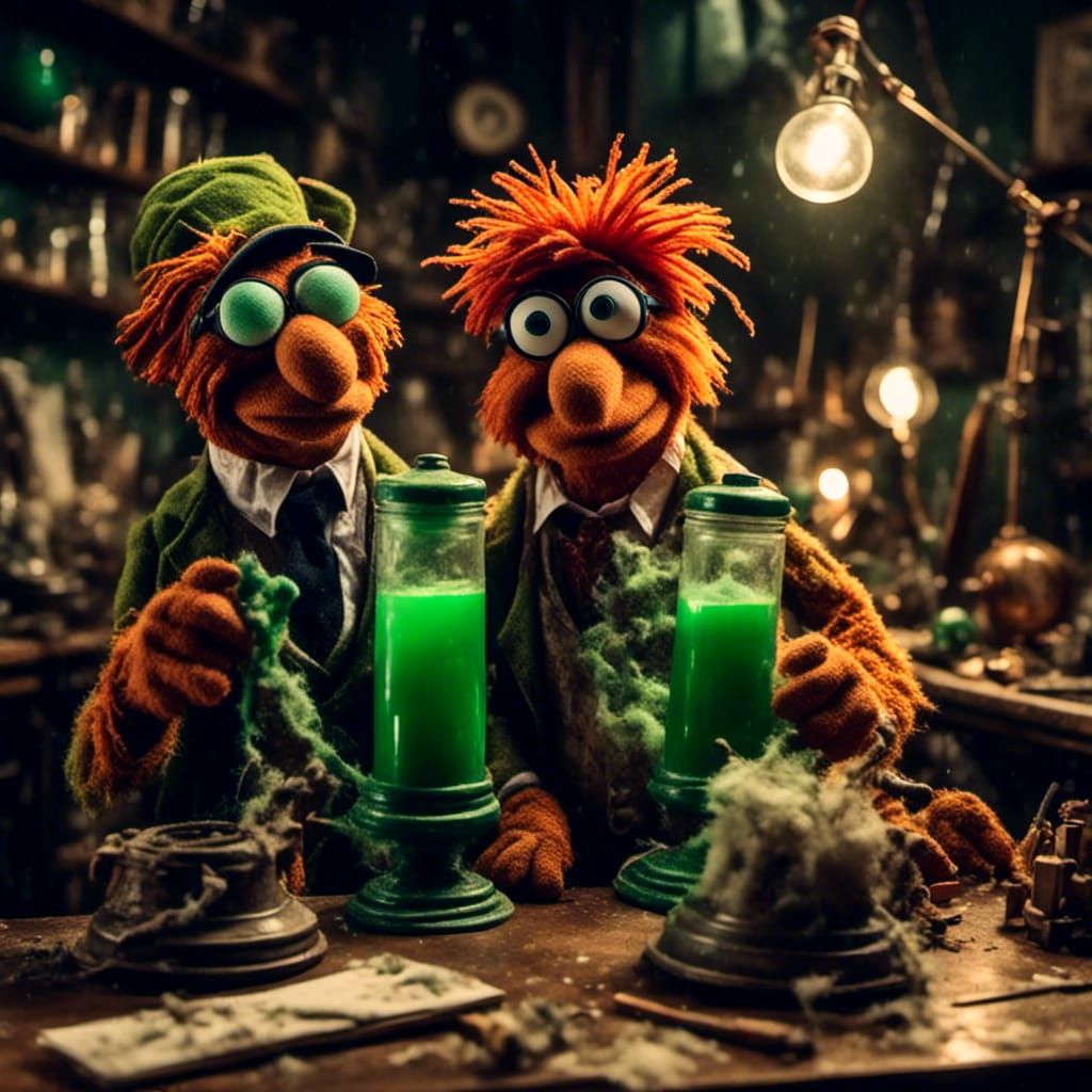 Green Lantern Muppets Bunsen and Beaker Photograph
