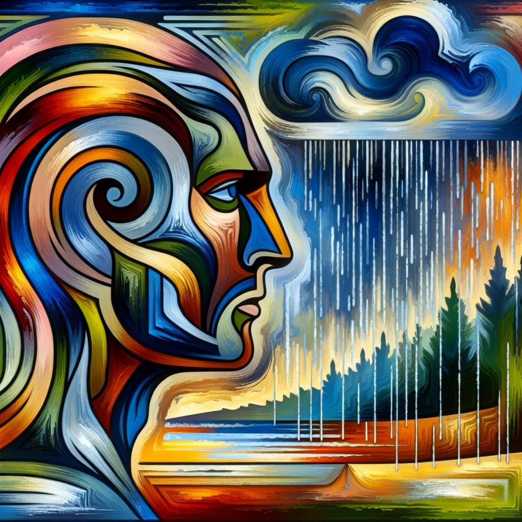 Abstract Identity Portrait in Cubist Storm