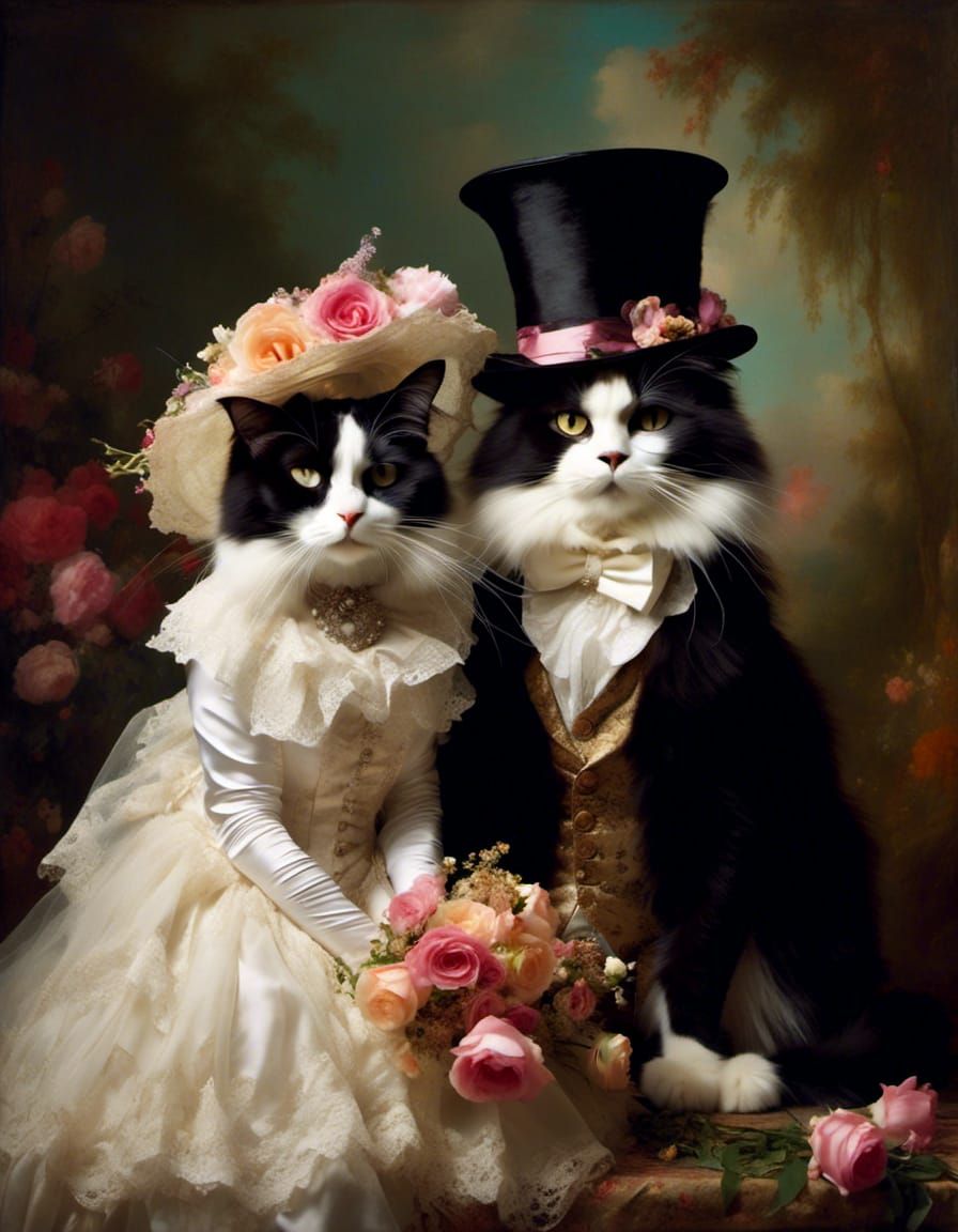 Cat Wedding with Rachel Ruysch Style Flowers
