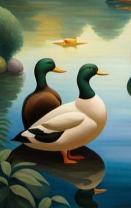 Romantic Botero-Inspired Waterfall Scene