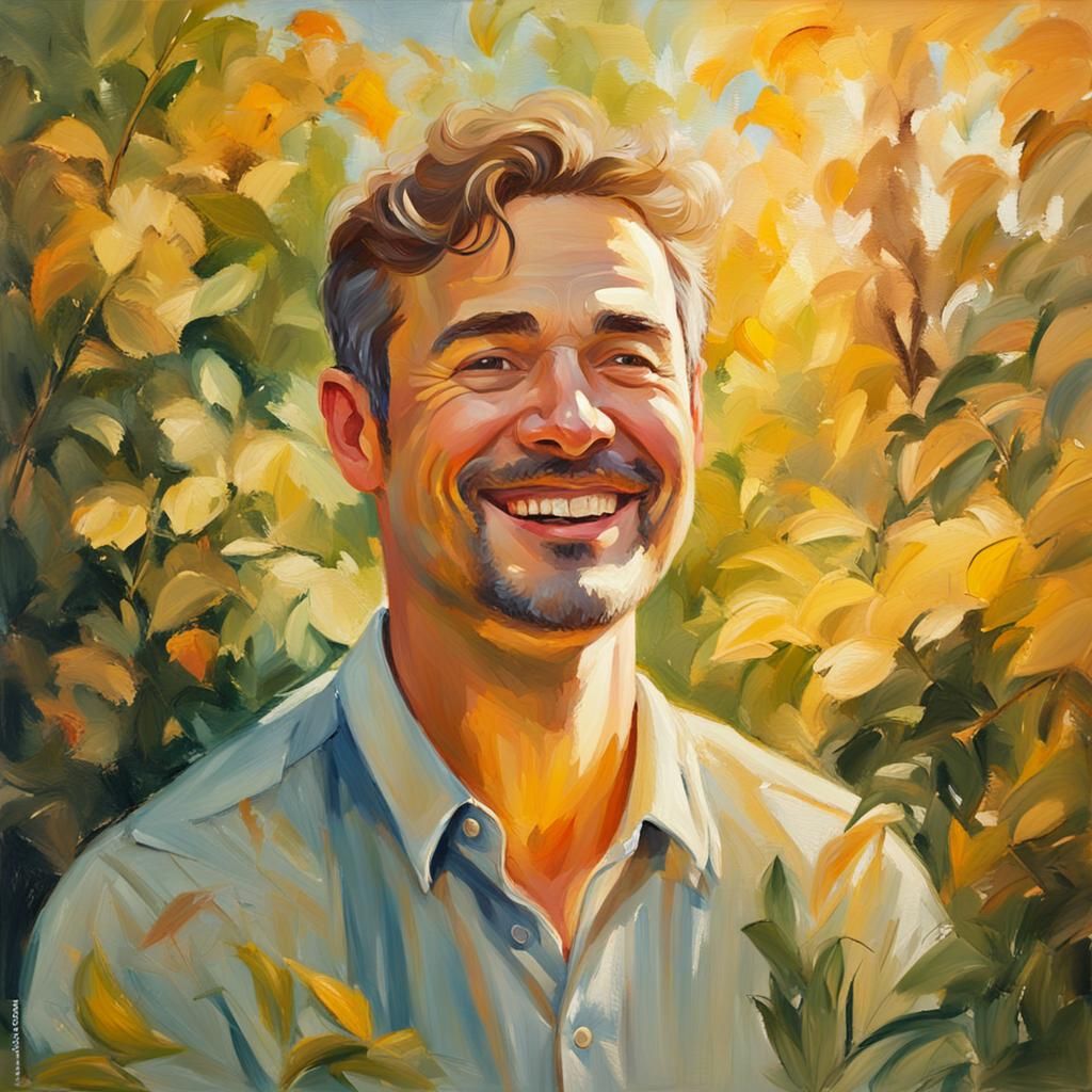 Warmth of a Sunlit Garden in Expressive Oil Painting