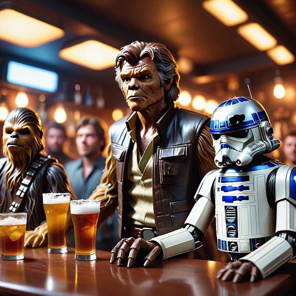 Cinematic Star Wars Bar Scene in Hyper-Realistic Digital Art