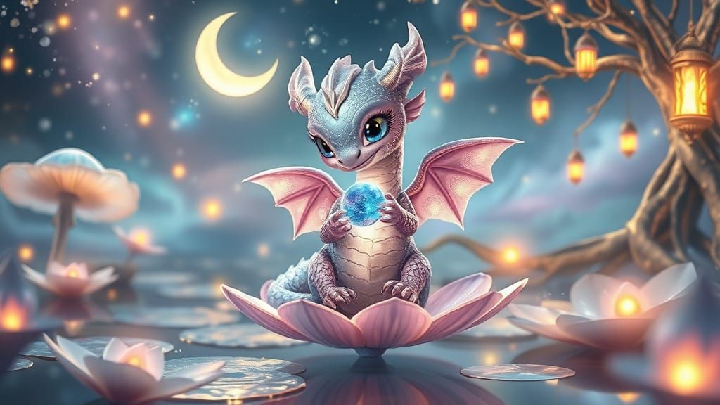 Enchanted Bioluminescent Forest at Twilight with Celestial W...