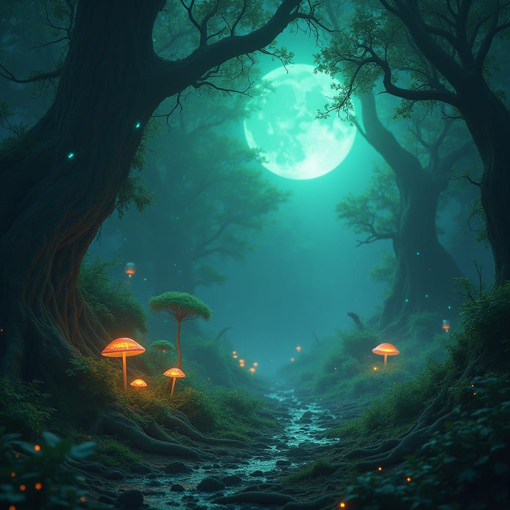 Ethereal Emerald Forest Dreamscape