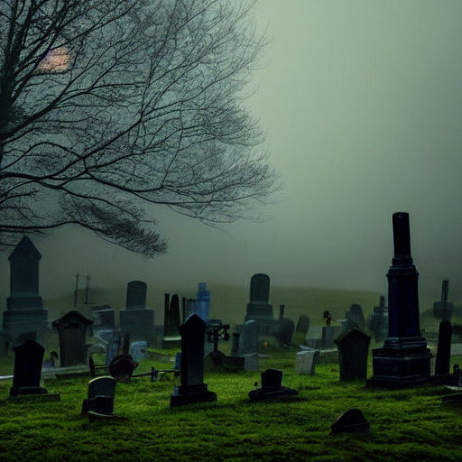 Mysterious Figure Amidst Swirling Fog in a Victorian Graveya...