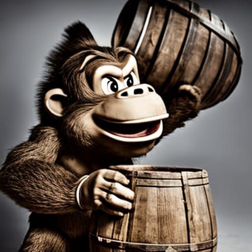 Donkey Kong Barrel Throw: Pixar-Style Portrait