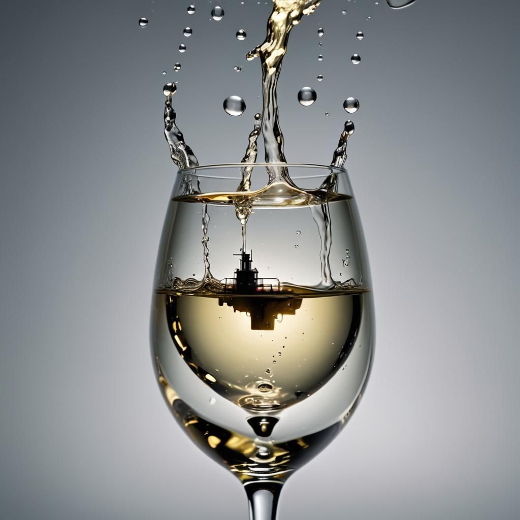 Submarine Submerged in Wine: Surreal Macro Shot