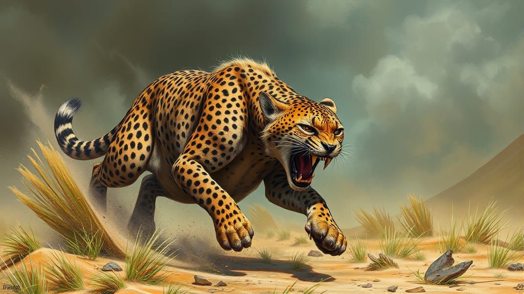 Cyberpunk Cheetah Warrior in Dynamic Battle