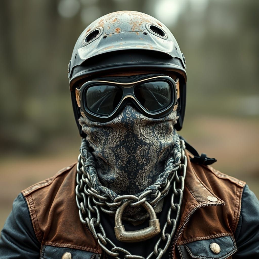 Rebel Biker with a Gritty Cyberpunk Twist