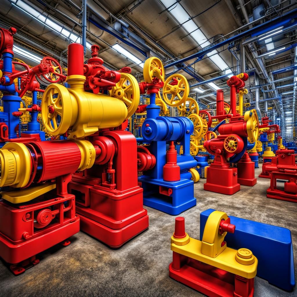 Vibrant Primary Color Toy Factory in HDR