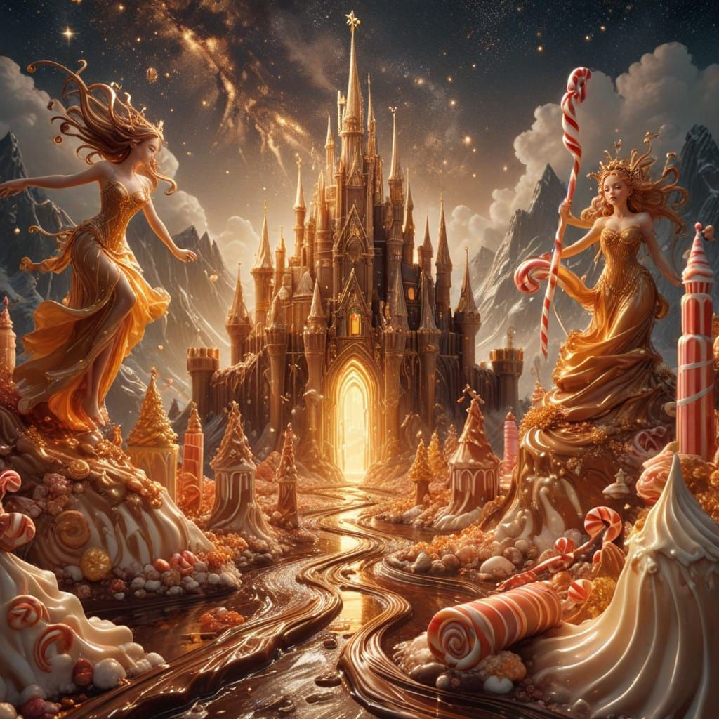 Majestic Chocolate Kingdom in Candy Art Style