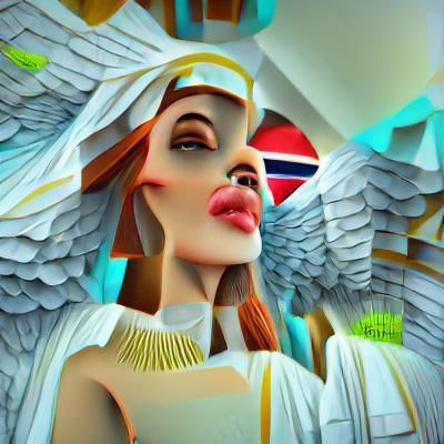 Biblically Accurate Angel in Geometric Poster Art Style