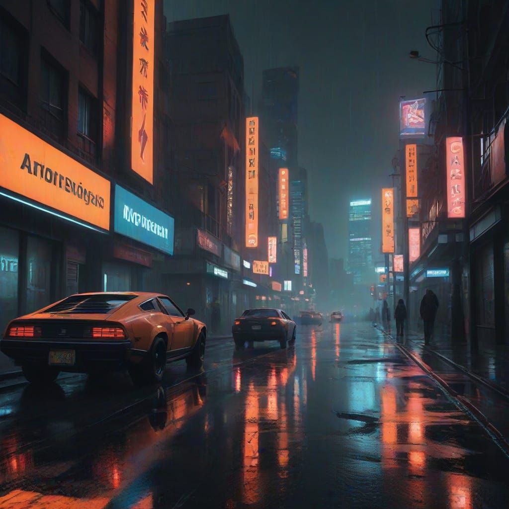 Cyberpunk Cityscape at Dusk