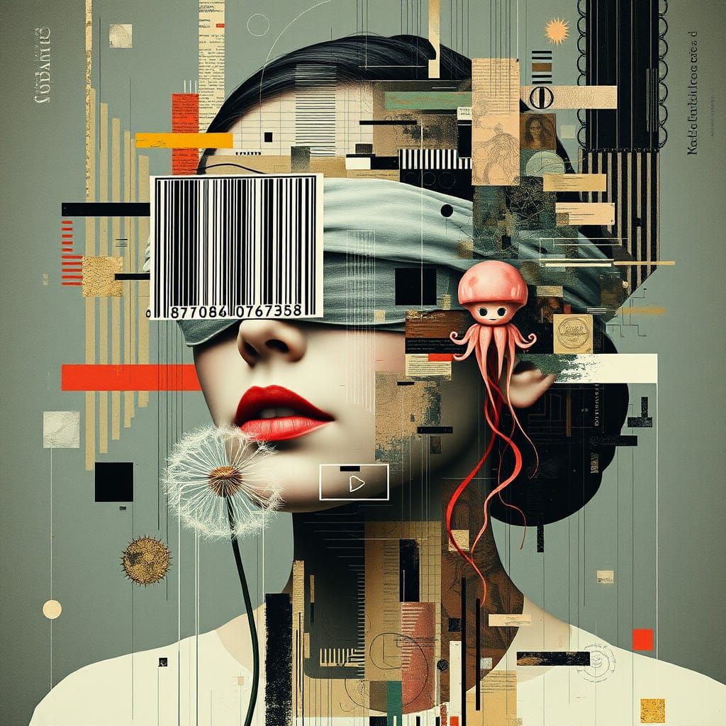 Abstract Portrait in a Distressed Digital Aesthetic