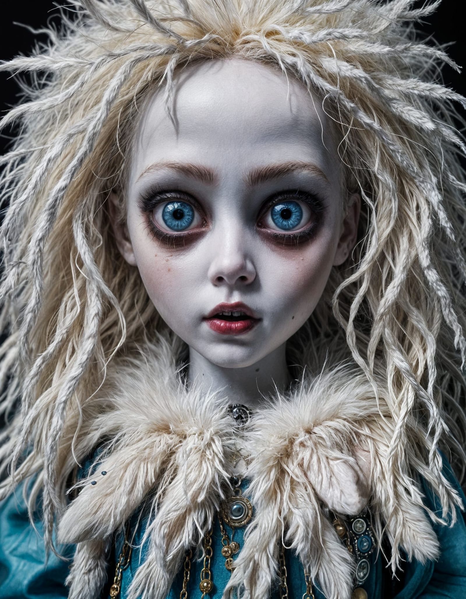 Surreal Sinister Doll with Blue Eyes