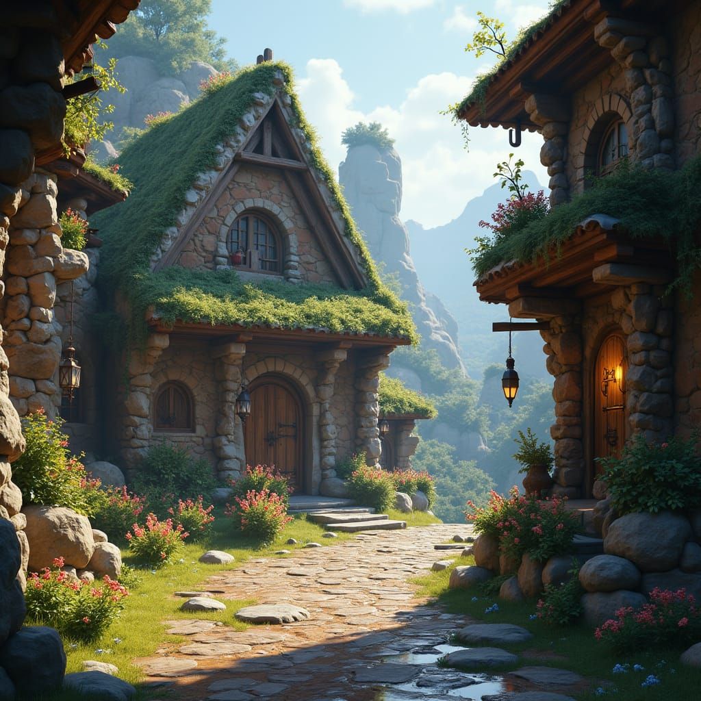 Fantastical Troglodyte Village Concept Art