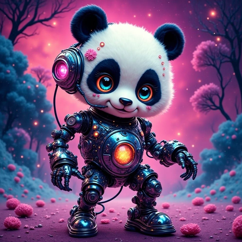Surreal Robot Panda Boy Band Star