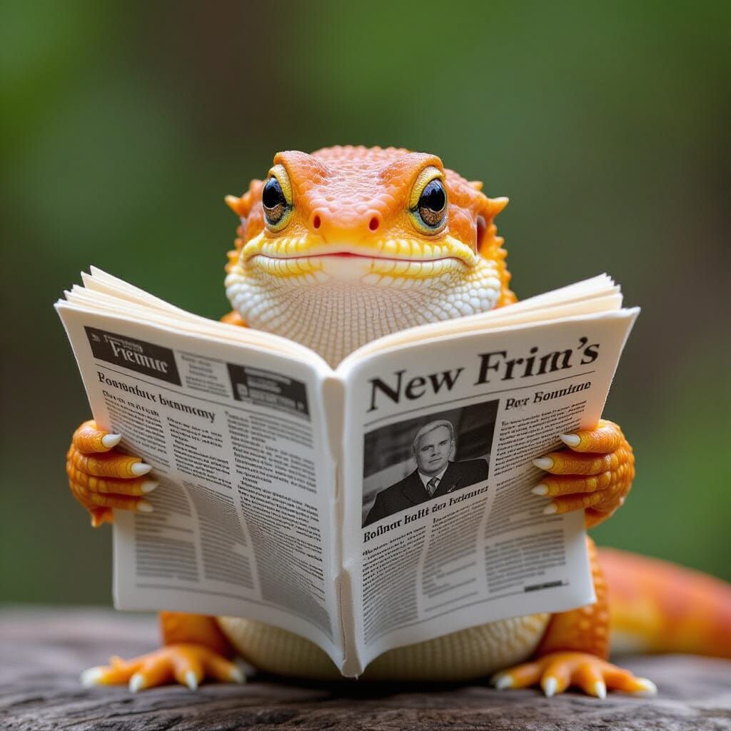Newt Reads Newspaper: A Literary Amphibian