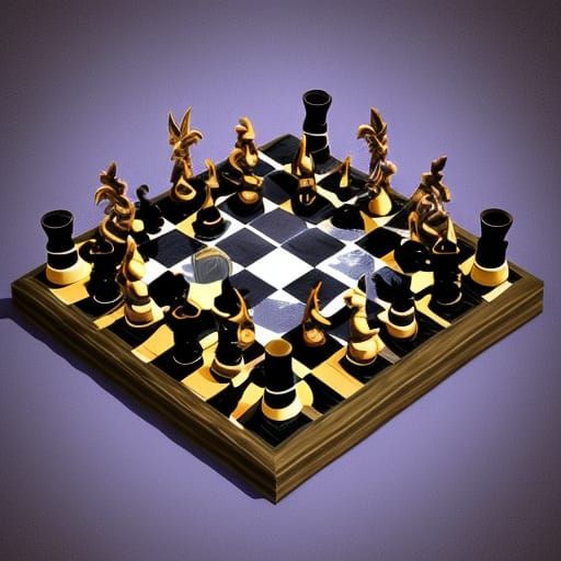 Demonic Chess Game in Ancient Egypt Style