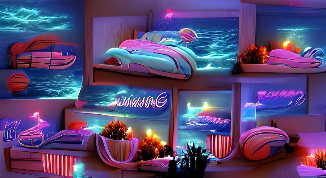 Neon Seascape Dreams in Retro Style