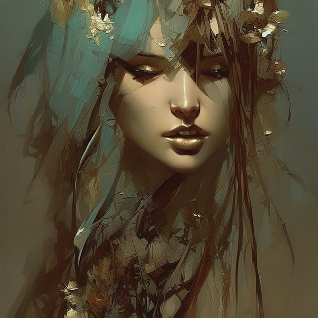 Beautiful Greek Maiden with Paint Splatter Details