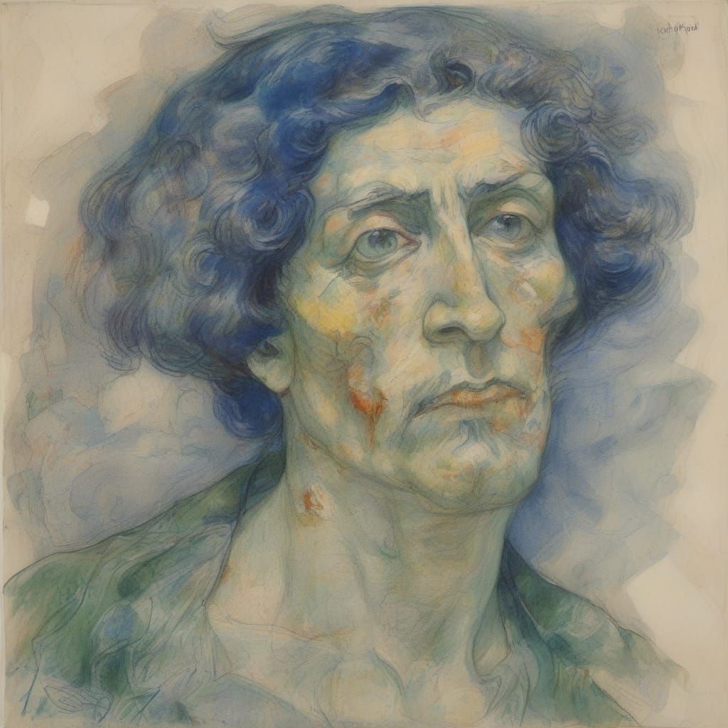 Sea Vampire Pencil Art in Vrubel and Chagall Style