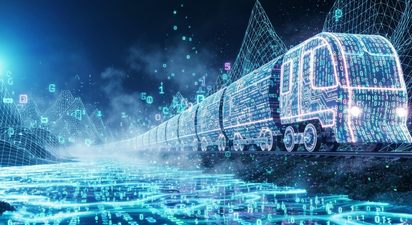 Data Train: Futuristic Code Locomotive in Digital Landscape