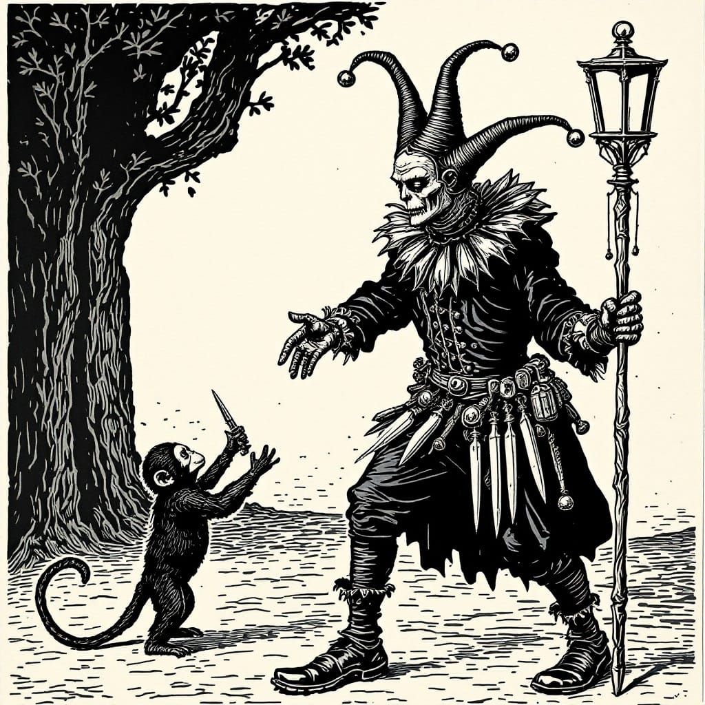 The Mischievous Jester in Medieval Attire