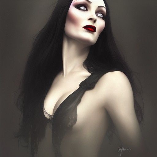 Detailed Portrait of Morticia Addams