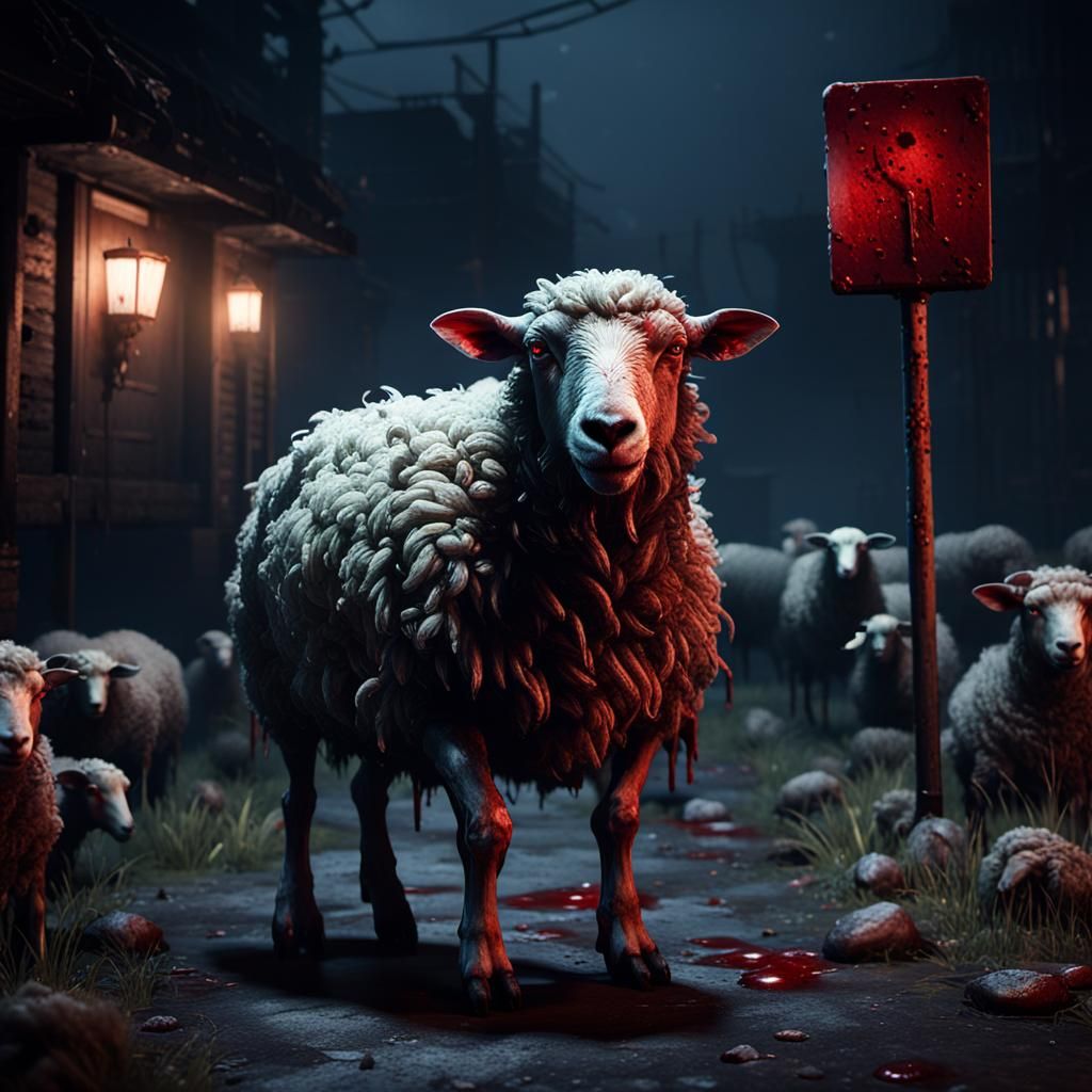 Bloody Zombie Sheep in the Night