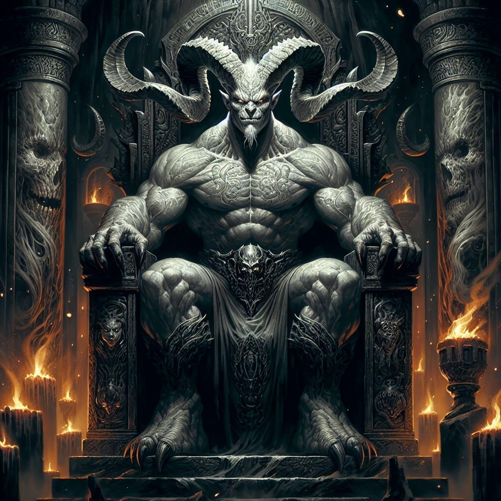Demonic King on Obsidian Throne with Candy