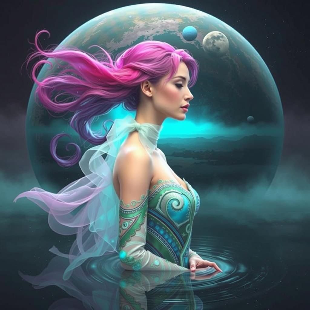 Surreal Double Exposure Portrait on Alien Planet