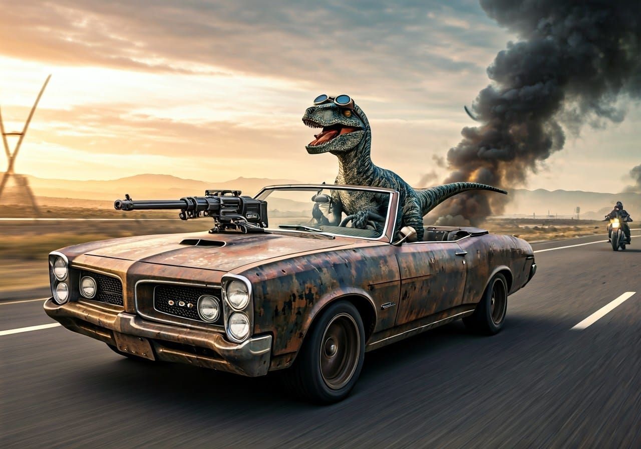 Weaponized GTO and Velociraptor in Apocalyptic Chase
