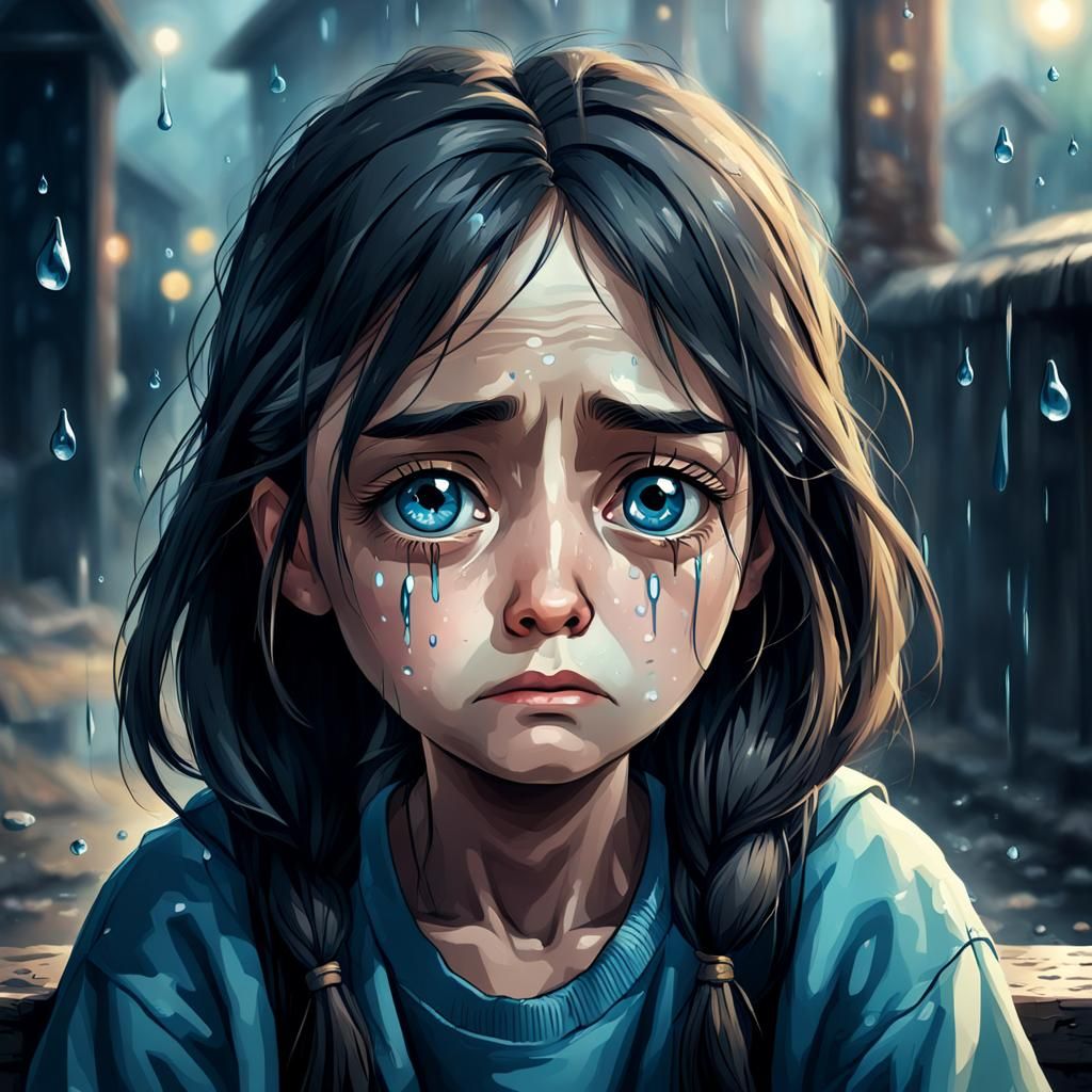 Expressive Sad Face with Tears