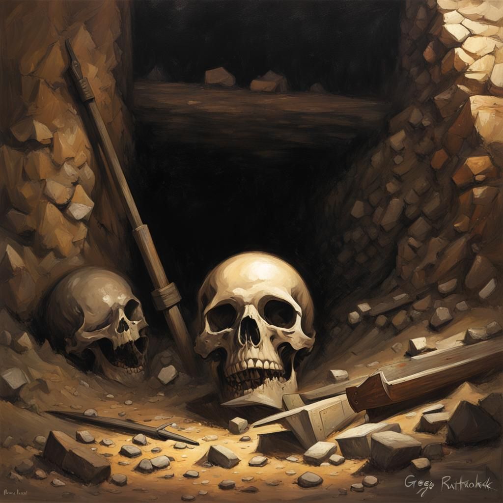 Sinister Abandoned Mineshaft with Skull