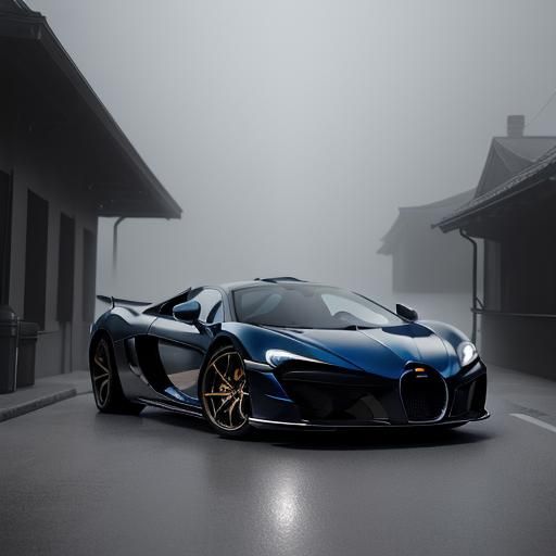 McLaren and Bugatti in Misty Alleyway, Cinematic Style