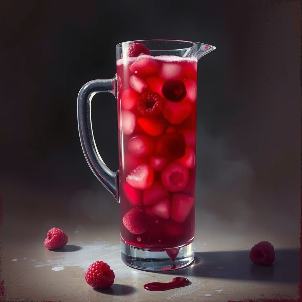 A raspberry chiller in a glass jug