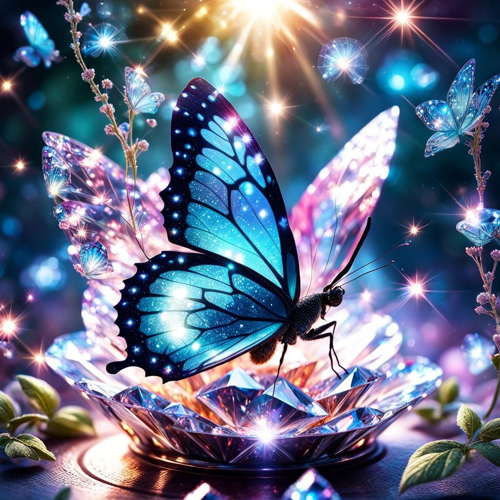 Diamond Bloom: Butterfly's Rest 💎🌹🦋