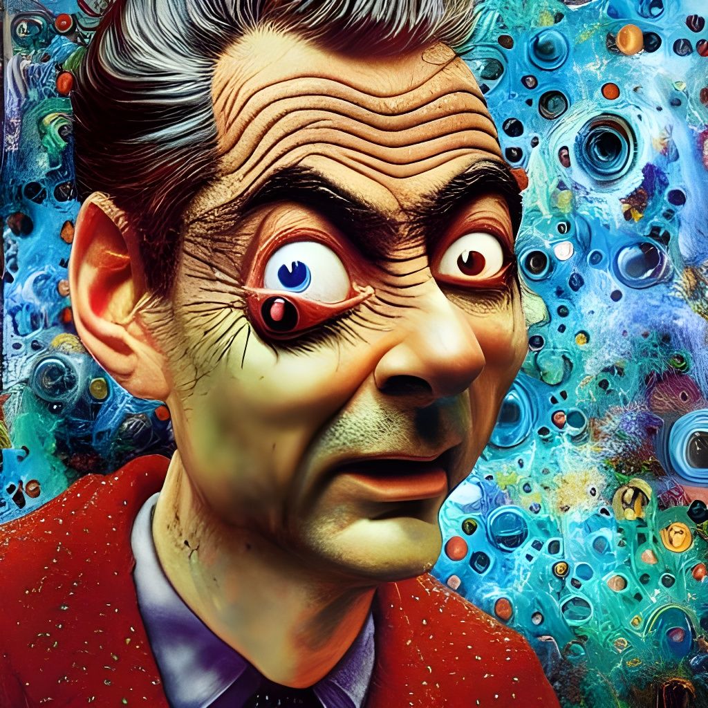 Psychedelic Santa Mr. Bean Impasto Hybrid