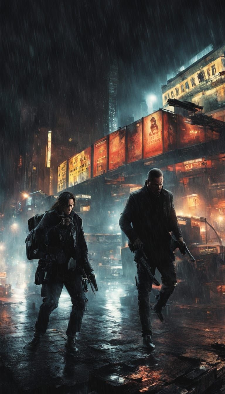 Charismatic Assassin Under Neon City Skies