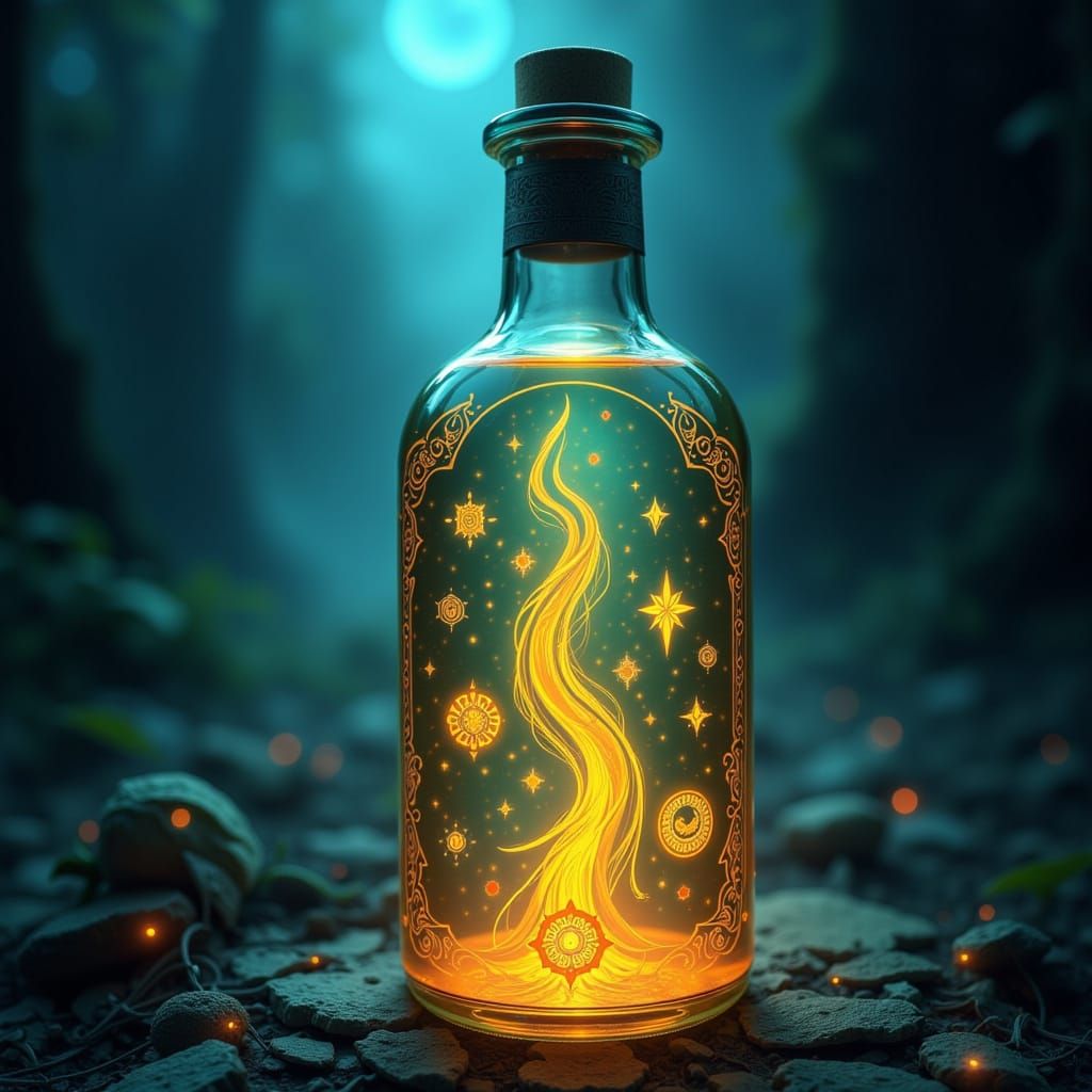 Mystical Moonshine Bottle with Romanian Symbols