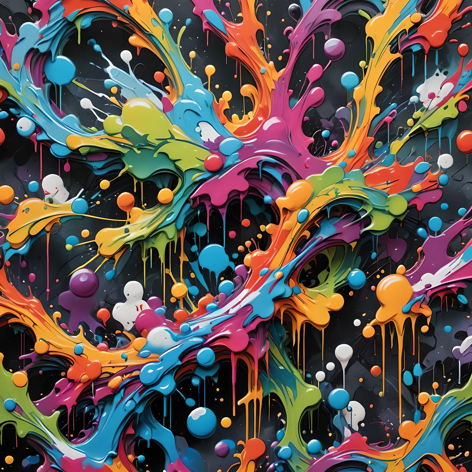 Colorful Abstract Graffiti Art in Spray Paint Style