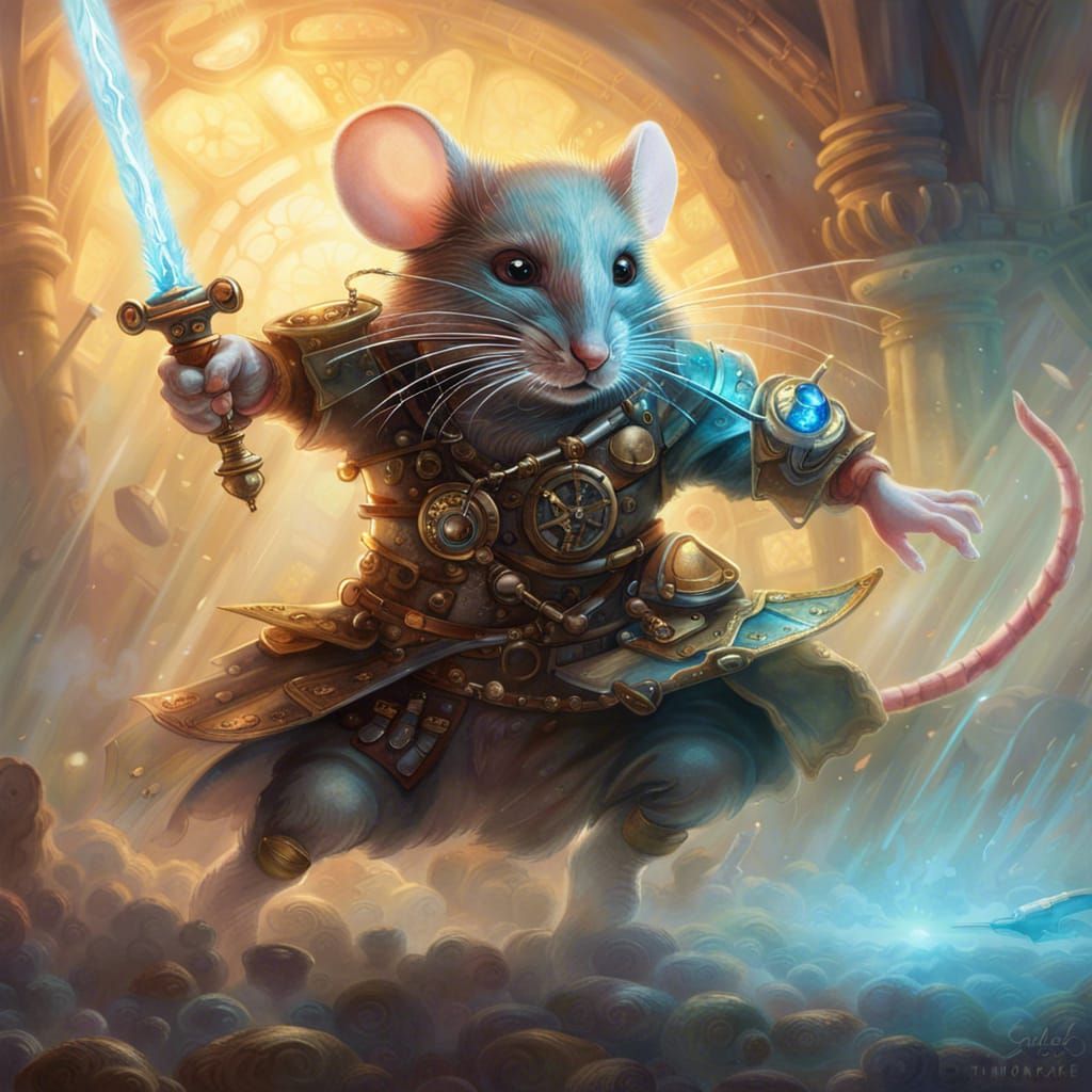Steampunk Mouse Warrior Charges into Battle